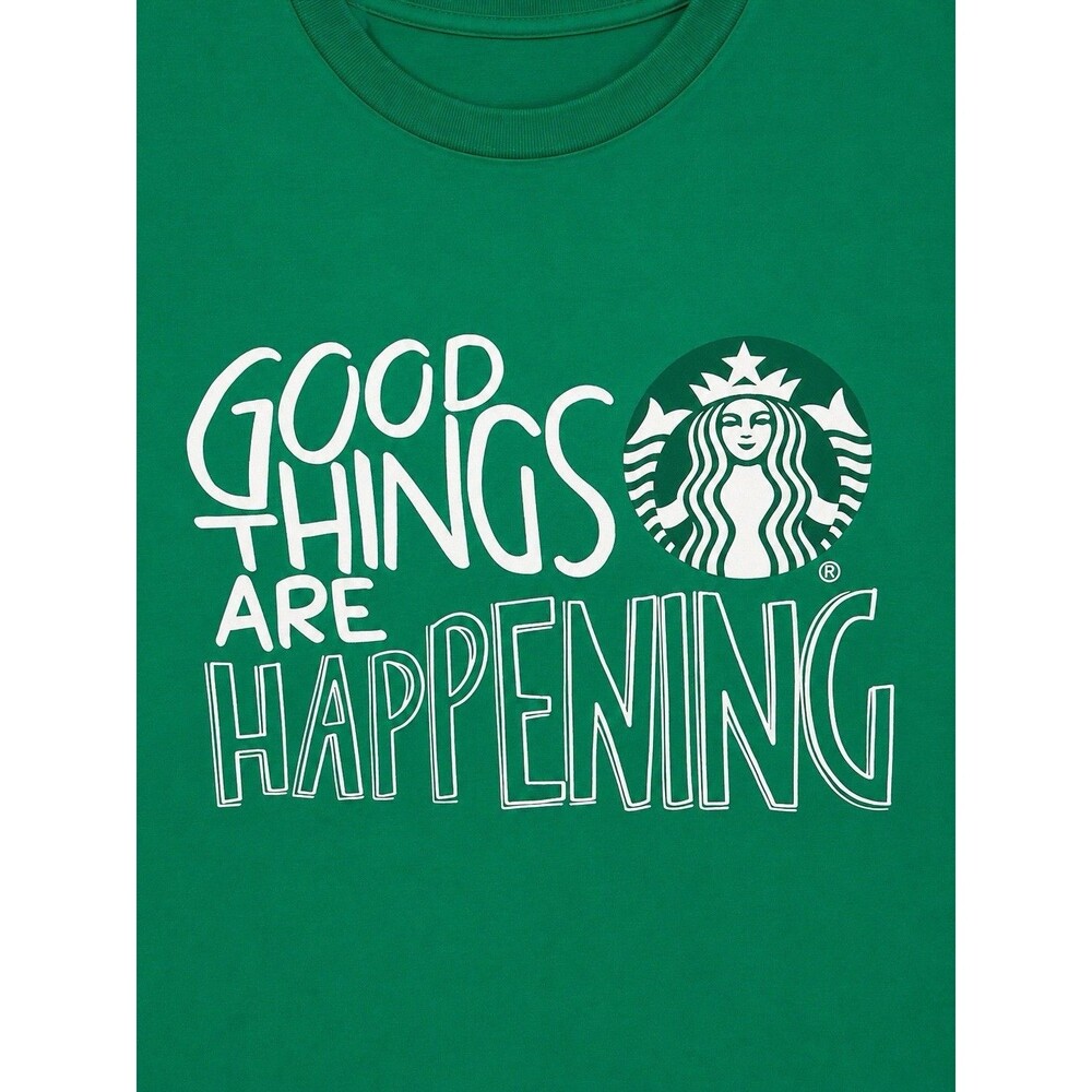 Starbucks Earth Day Employee T-Shirt Large Green Good Things Are Happening Tee